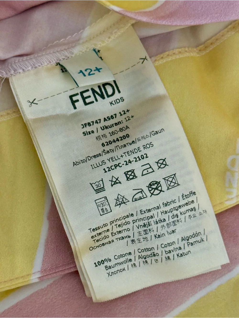 Fendi Kids Yellow & Pink Vertical Stripe Sleeveless Dress